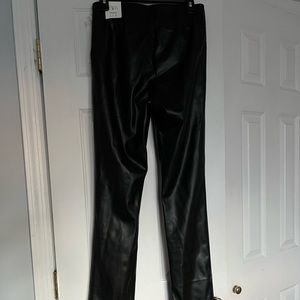 Zara black leather flared pants with zippers on the bottom
